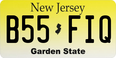 NJ license plate B55FIQ