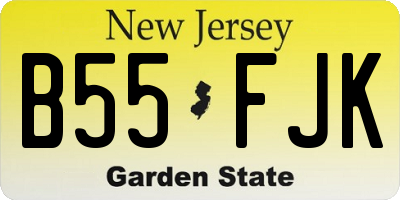 NJ license plate B55FJK