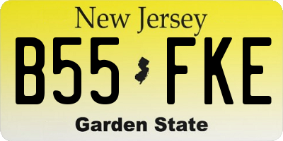 NJ license plate B55FKE
