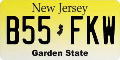 NJ license plate B55FKW