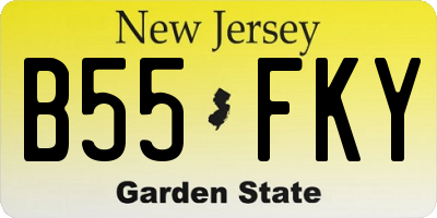NJ license plate B55FKY