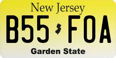 NJ license plate B55FOA