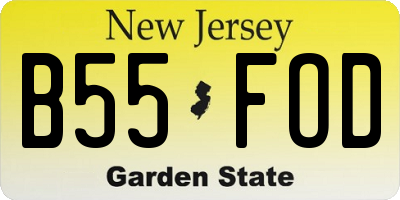 NJ license plate B55FOD