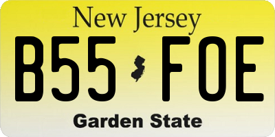 NJ license plate B55FOE