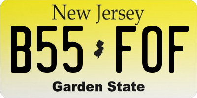 NJ license plate B55FOF
