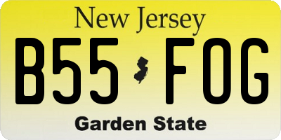 NJ license plate B55FOG