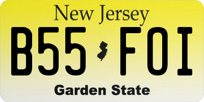 NJ license plate B55FOI