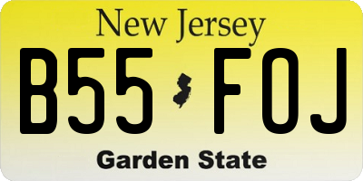NJ license plate B55FOJ