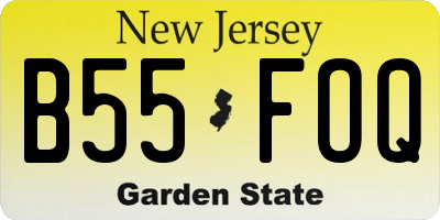 NJ license plate B55FOQ
