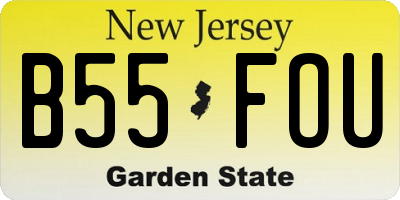 NJ license plate B55FOU