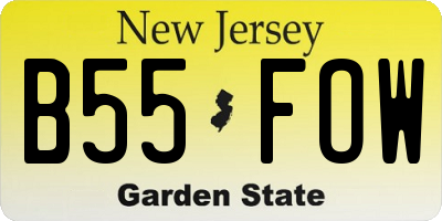 NJ license plate B55FOW