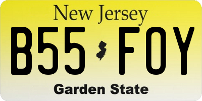 NJ license plate B55FOY