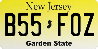 NJ license plate B55FOZ