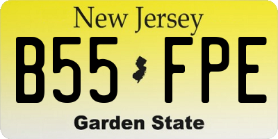 NJ license plate B55FPE