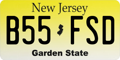 NJ license plate B55FSD