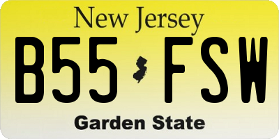 NJ license plate B55FSW
