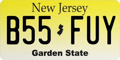 NJ license plate B55FUY