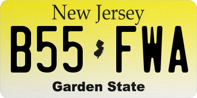 NJ license plate B55FWA