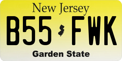 NJ license plate B55FWK