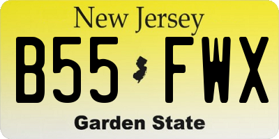 NJ license plate B55FWX