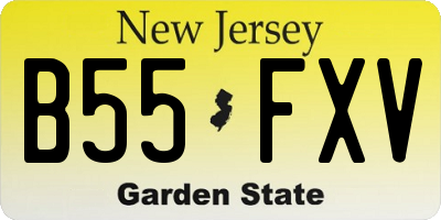 NJ license plate B55FXV