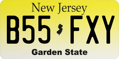 NJ license plate B55FXY
