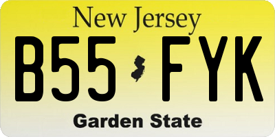 NJ license plate B55FYK