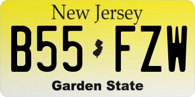 NJ license plate B55FZW