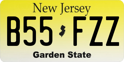NJ license plate B55FZZ