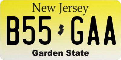 NJ license plate B55GAA