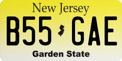 NJ license plate B55GAE