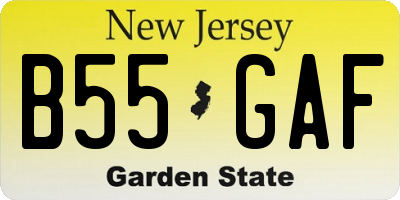 NJ license plate B55GAF