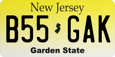 NJ license plate B55GAK