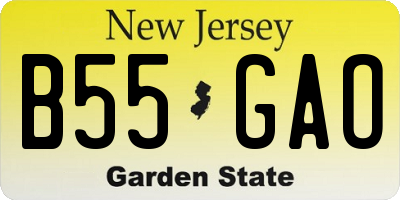 NJ license plate B55GAO