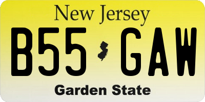 NJ license plate B55GAW