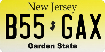 NJ license plate B55GAX