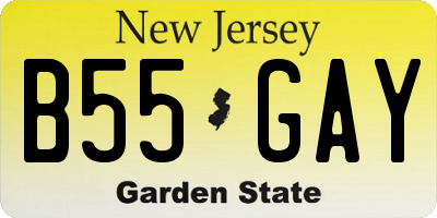 NJ license plate B55GAY
