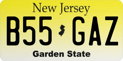 NJ license plate B55GAZ