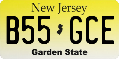 NJ license plate B55GCE