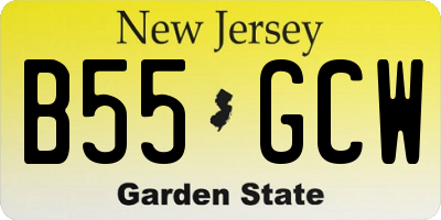 NJ license plate B55GCW