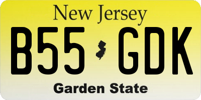 NJ license plate B55GDK