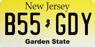 NJ license plate B55GDY