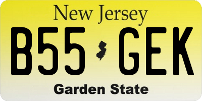 NJ license plate B55GEK