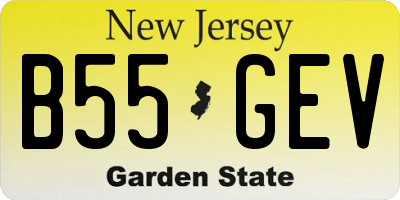 NJ license plate B55GEV