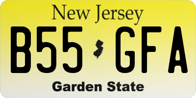 NJ license plate B55GFA