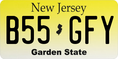 NJ license plate B55GFY
