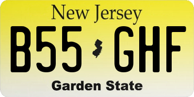 NJ license plate B55GHF