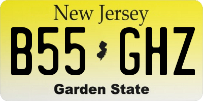 NJ license plate B55GHZ