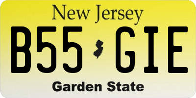 NJ license plate B55GIE