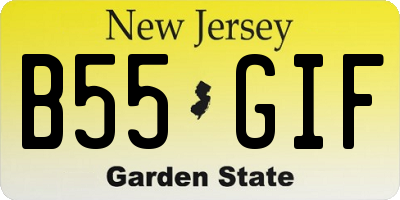 NJ license plate B55GIF